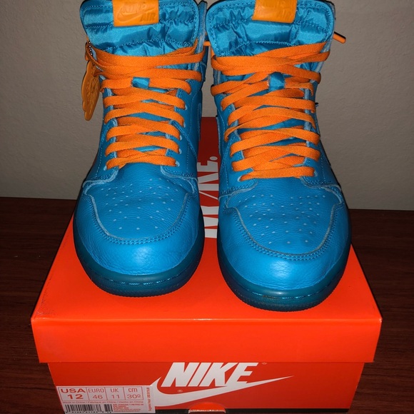 light blue and orange jordans